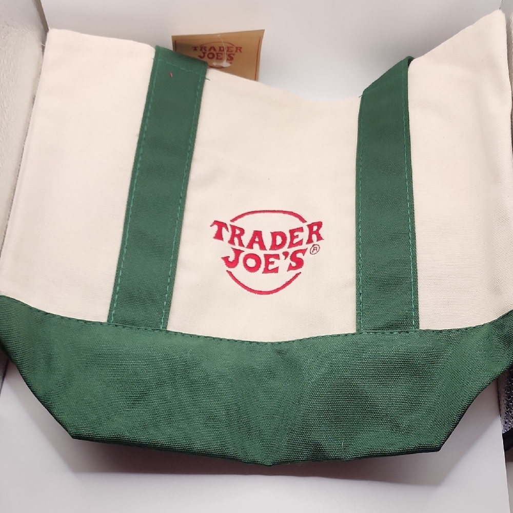Trader Joe's Green and White Tote Bag